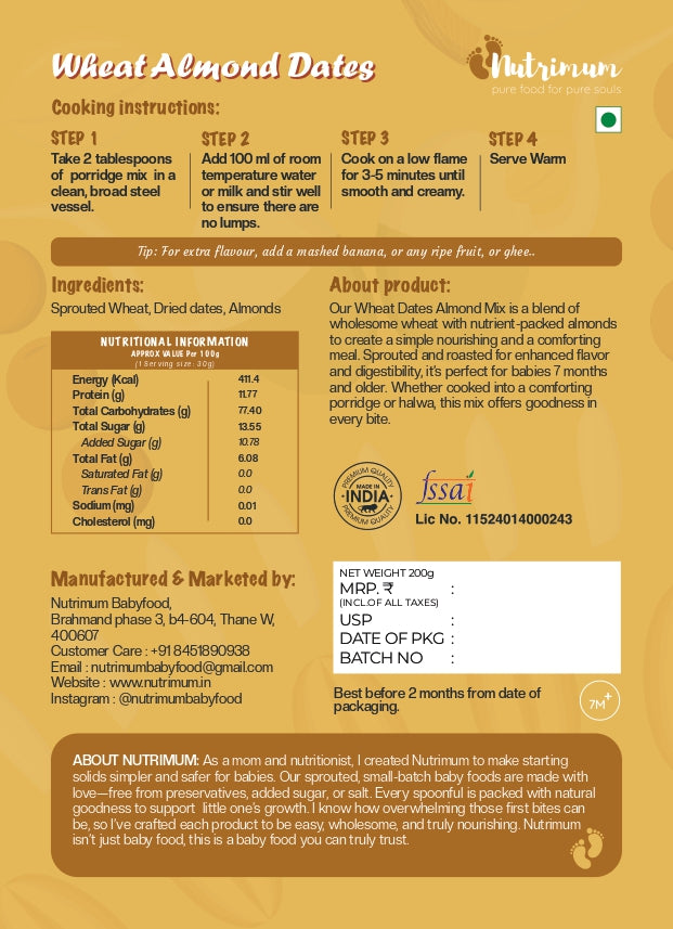 Wheat Almond Date Porridge Mix